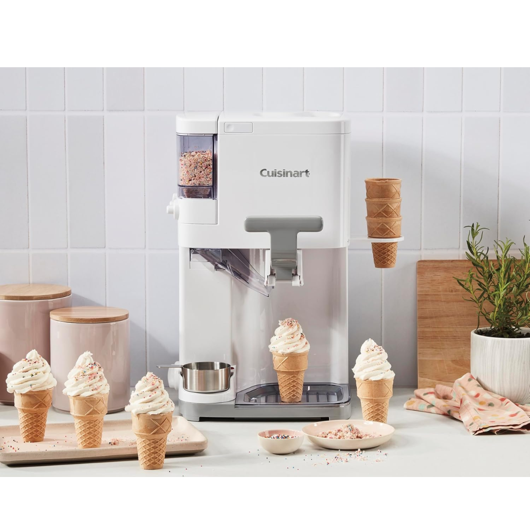 Máquina de Sorvete e Gelato Cuisinart 2,5L Cremoso Fácil e Pronto em 20 Minutos (Rende 10 porções) + LIVRO DE RECEITAS | ENVIO NACIONAL