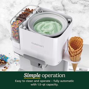 Máquina de Sorvete e Gelato Cuisinart 2,5L Cremoso Fácil e Pronto em 20 Minutos (Rende 10 porções) + LIVRO DE RECEITAS | ENVIO NACIONAL