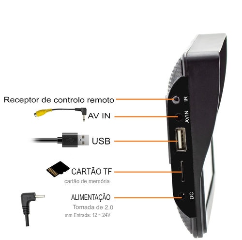 Kit Multimídia CarPlay™ FullHD 7'' Câmera de Ré e Controle Remoto